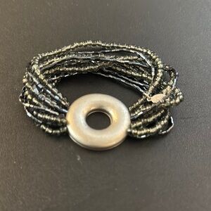 Elegant Black and Silver Beaded Bracelet